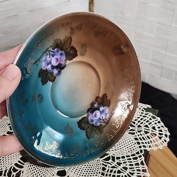 👉*VINTAGE* MIGNON Z.S. CO BAVARIA PURPLE FRUIT ROYAL VIENNA TEACUP & SAUCER - Picture 5 of 10